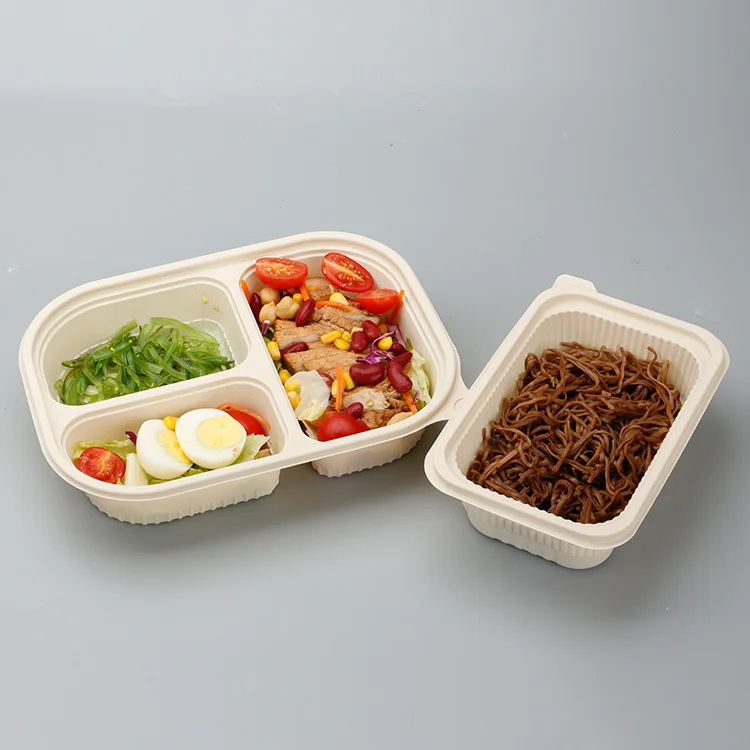 

3 Compartment Disposable Lunch Box Bento Microwave Food Take Away Paper Storage Boxes & Bins Corn Starch Biodegradable Lunch Box