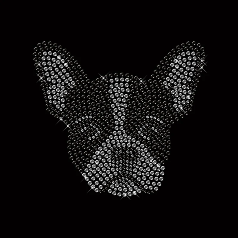 

Rhinestone transfer design custom iron on bulldog, Crystal,smoke,black