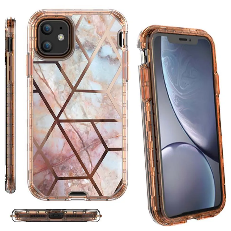 

3 in 1 Heavy Duty Shockproof Protection Cover Luxury Marble Phone Case For iPhone 11 Pro Max, Multi colors