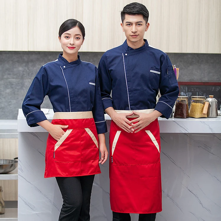 

New Man Uniforms Chef Women Jackets Long Sleeves Food Service coats Restaurant Kitchen Work Dressing Uniforms Cooking Clothes