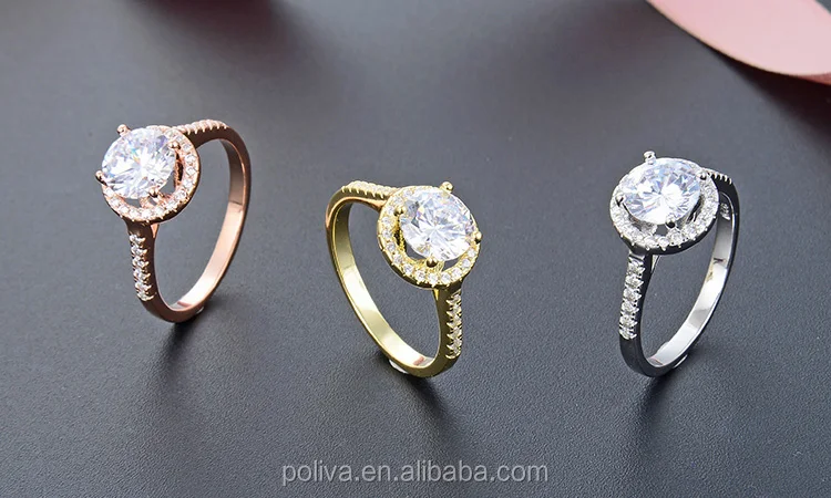 POLIVA Jewelry Round Brilliant Cubic Zirconia Cz Sterling 925 Silver Ring Women Engagement Wedding Rings