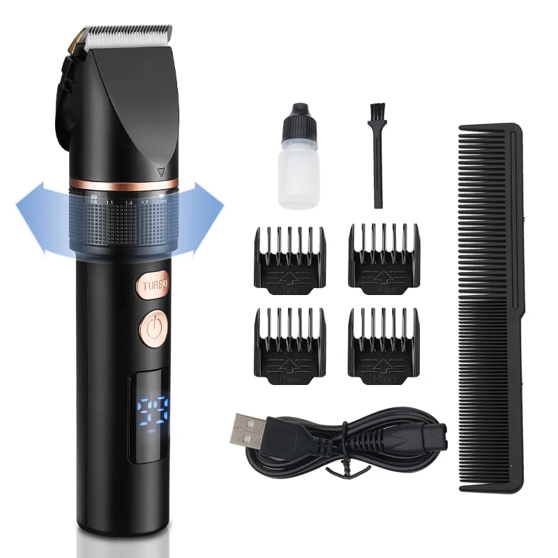 

Factory spot wholesale customizable men's rechargeable wireless hair clipper, Black