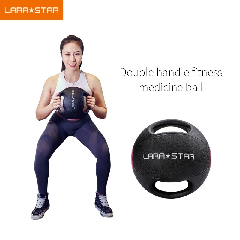 

Gym Exercise Rubber Medicine ball Weight Balls Training Ball medicineball gym equipment with handles for home beautiful, Black