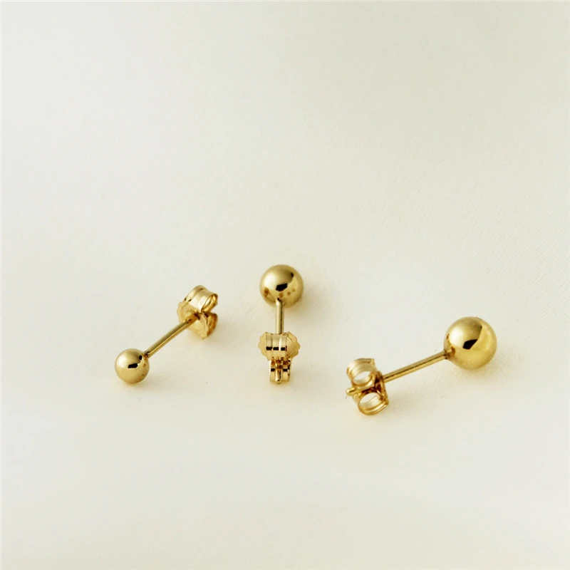 

Cheap Fashionable Women Real 14K Gold Filled Round Ball Earrings Beaded Stud Earrings