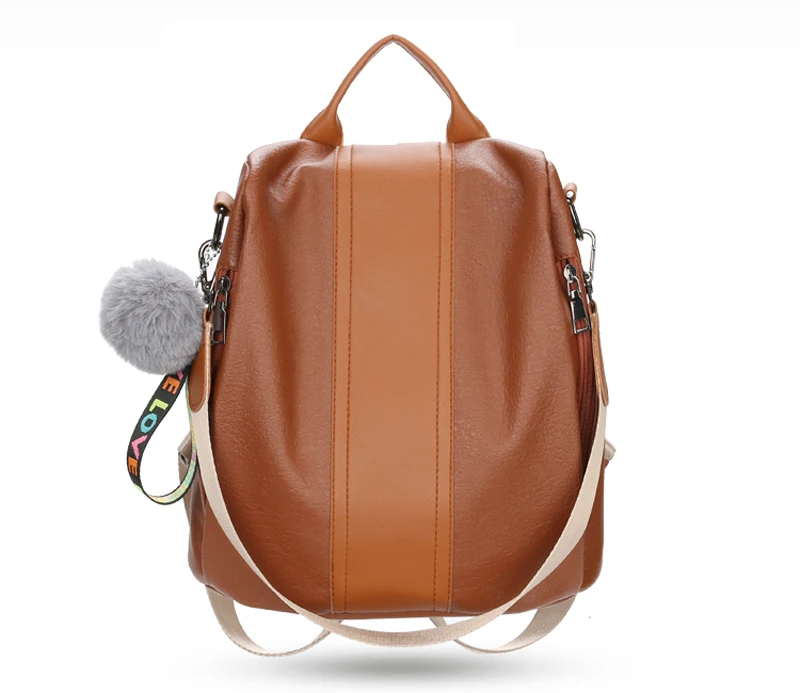 

Custom Logo Fashion Elegant Women's Bag Multifunction Leisure Pu Leather Backpack, Black