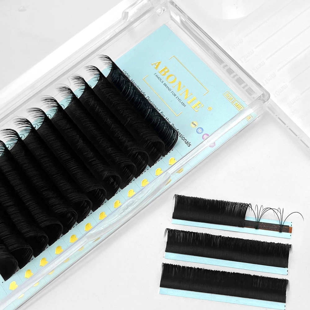 Abonnie 0.05 0.07 Fan Like Butter Soft Matte Black Volume Lash Extensions Supplies Lash Trays Wholesale Cashmere Lash Extensions