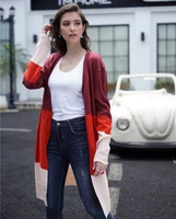 

Patchwork striped cardigan long loose sweater women striped cardigan sweater female