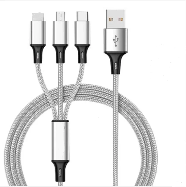 

3 In 1 Nylon usb Cable 2.4A Charging Cable For Iph/Type-C/Android