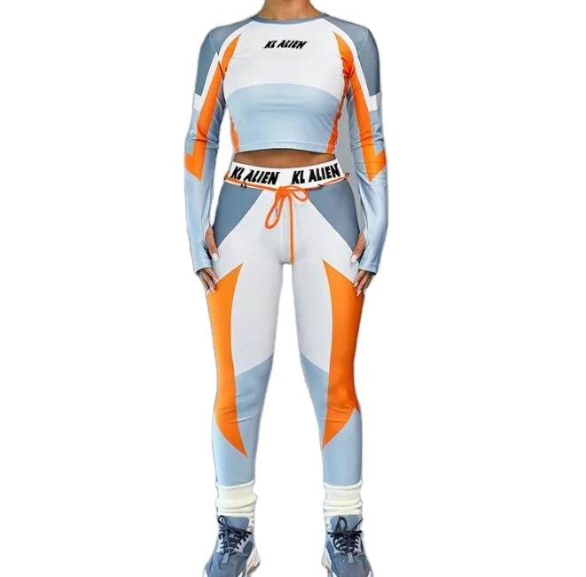 

Fashion New Exclusive Customized High Stretch Top + Sports Leggings Two-piece Jogging Suit cotton sweatsuit, Custom