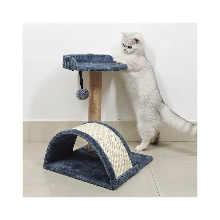 

Climbing Frame Scratching Post Purple Hemp Rope Cat Condo Tree Tower With Hammock Bed, As pictures