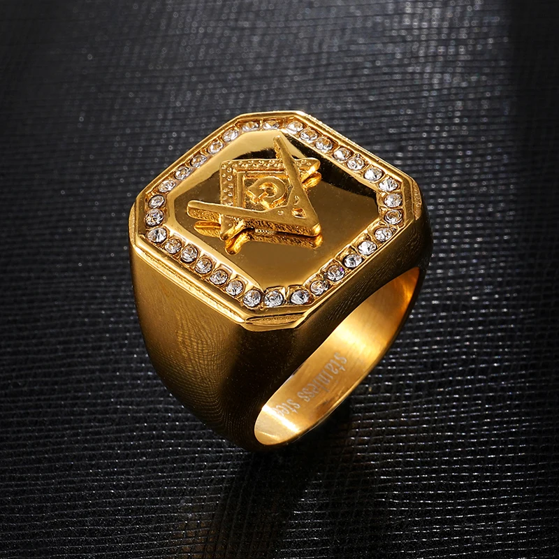 Hiphop Stainless Steel Rings Gold Plated Copper Jewelry Diamond Temperament Crystal Rings Twinkling Jewelry Rings