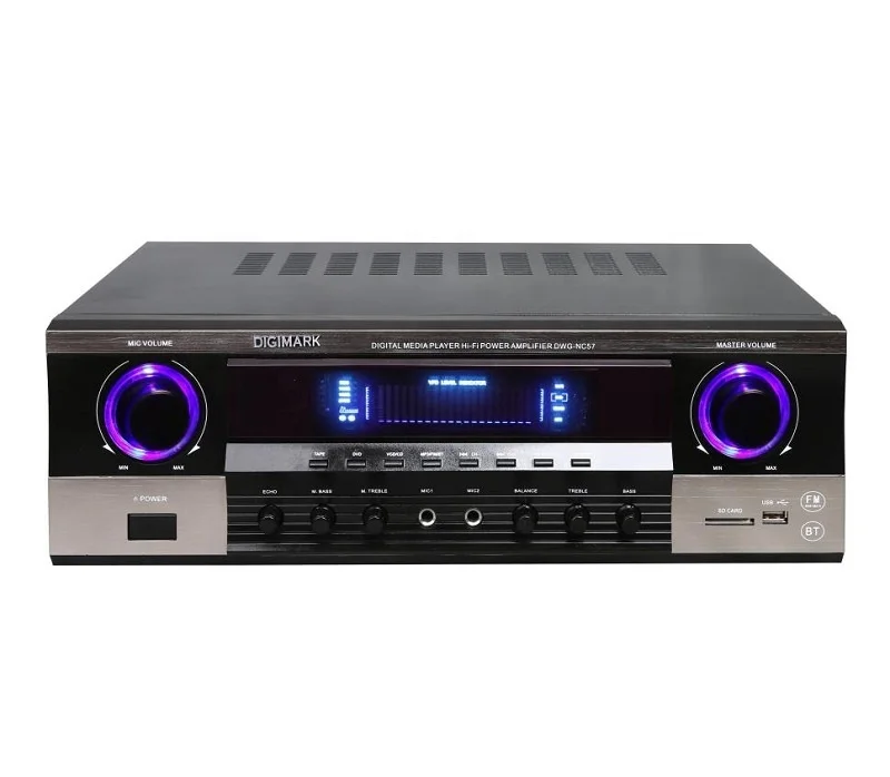 

Amplifier Mixer Receiver 2 Channel DJ/PA Power Amplifier Professional karaoke amplifier NC-57, Black