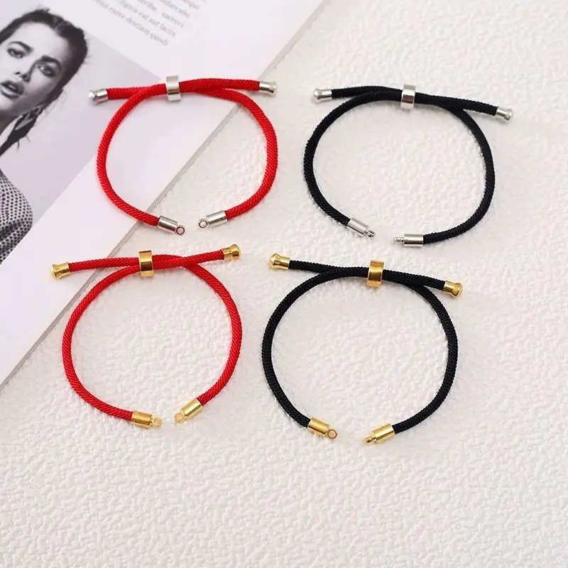 

DIY handmade woven black red braided rope connector bracelet material for bracelet jewelry making women