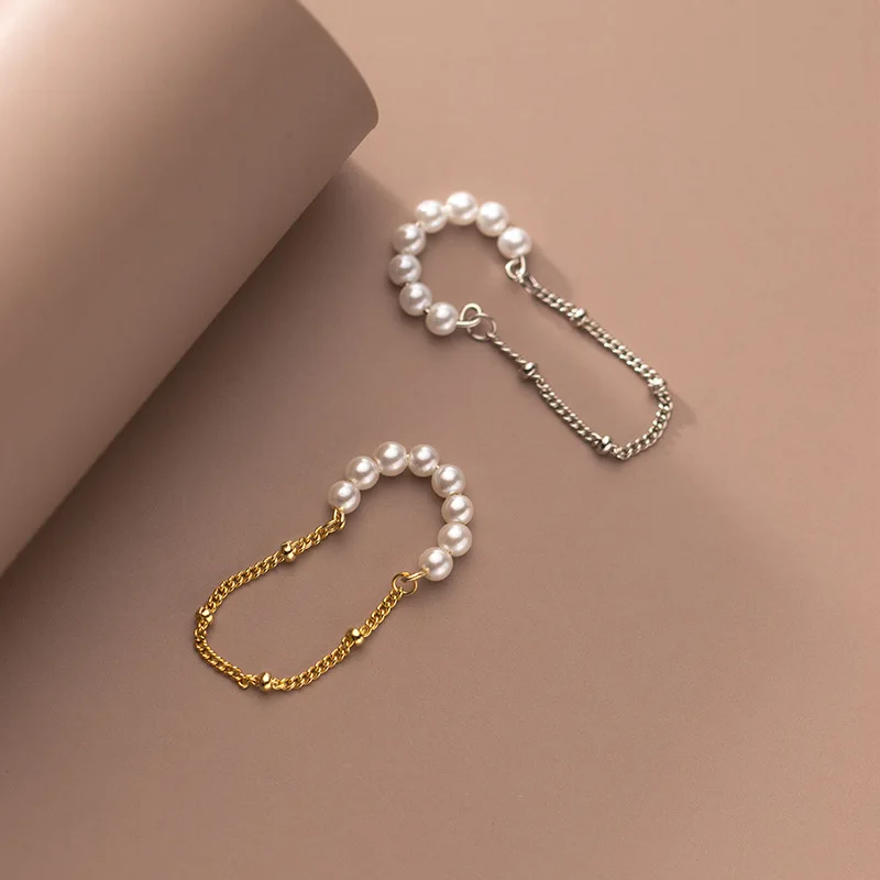 

S925 Sterling Silver Clip On Earrings Pearl Clip On Earrings Gold Plated Tassel Ear Cuff Earring Valentine's Day Jewelry YF3555