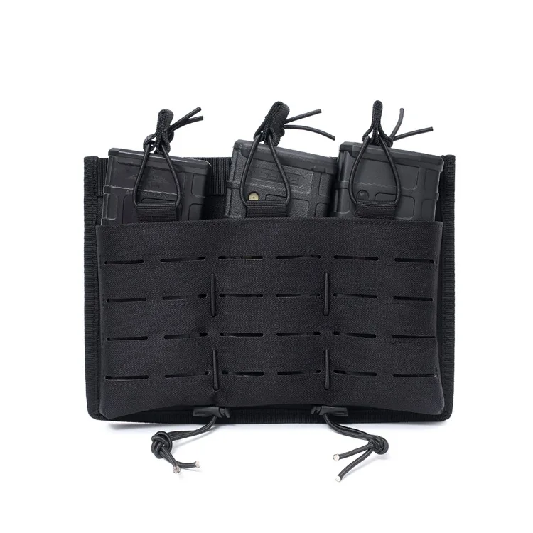 

Laser cut hunting tactical triple magazine pouch, Black
