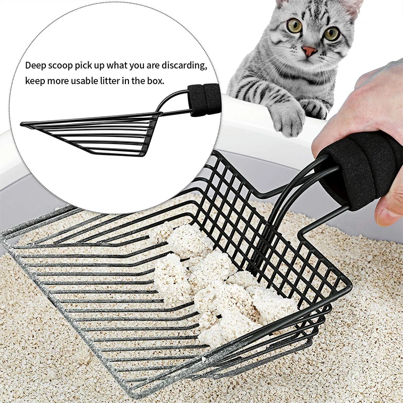 Durable Stainless Metal Cat Shovel Nonstick Cat Litter Scoop Screen