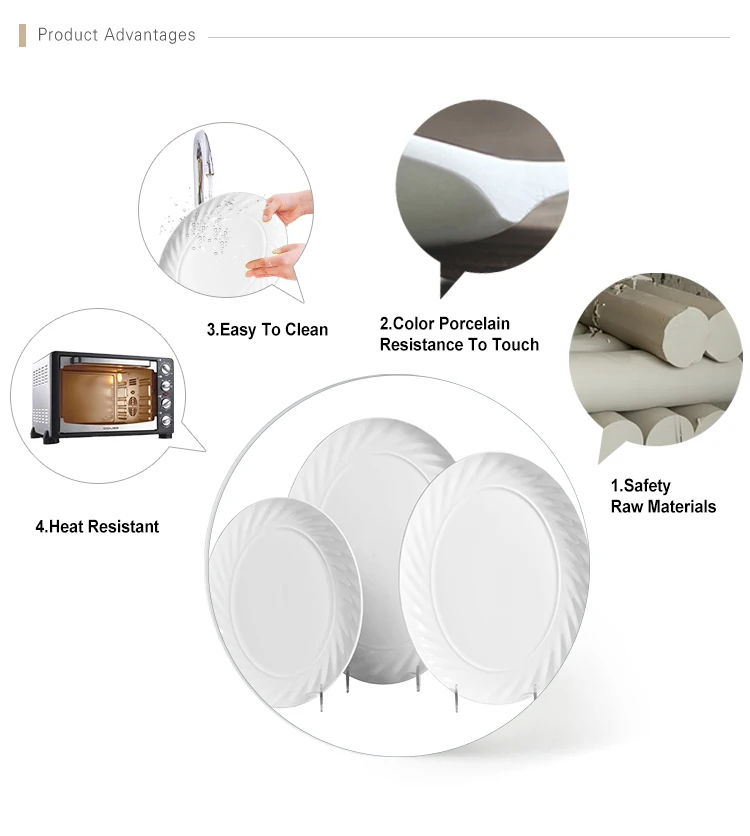 Uk HoReCa White Oval Ceramic Plate 12" Custom Printed Dinner Plates