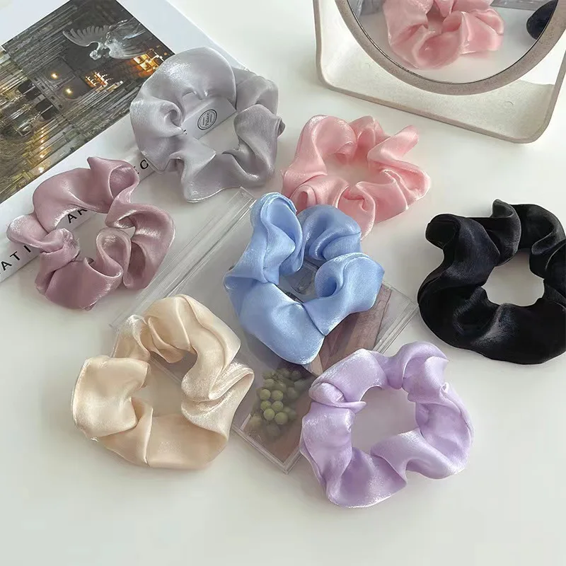 

Top Quality Custom Design Hair Ties Elastic Women Satin 100% Silk Scrunchies gomas para el cabello