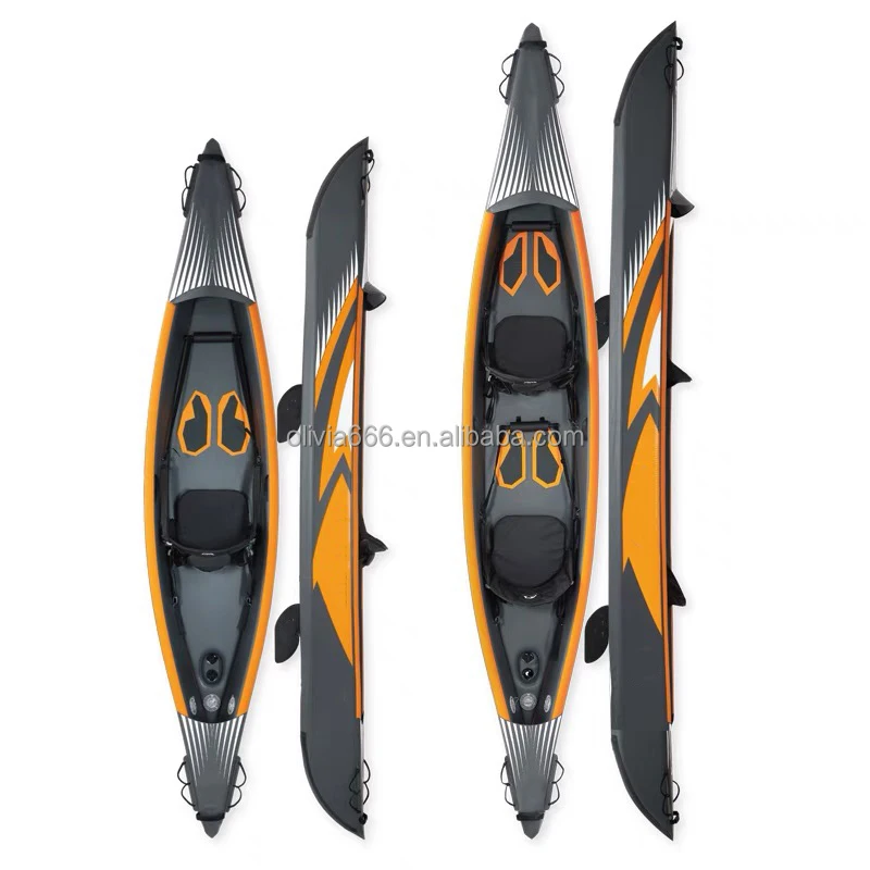 

Portable Inflatable Drop-Stitch Kayak, Black