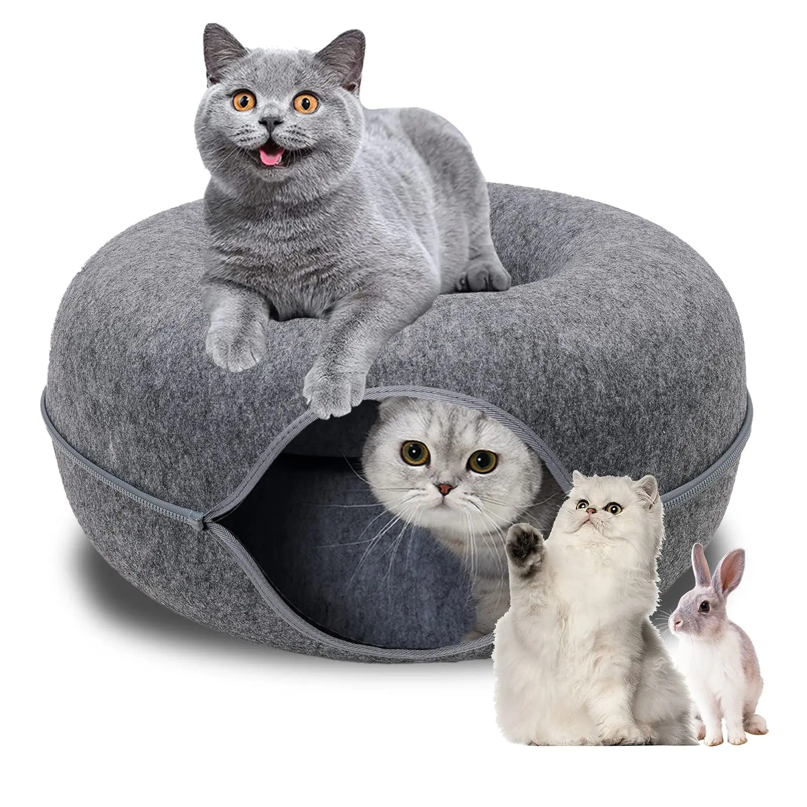 

Big Tube Playground Warm Fluffy Plush Cat Dog Tunnel Bed with Washable Cushion Interior Cat Play Tunnel for Small Pets