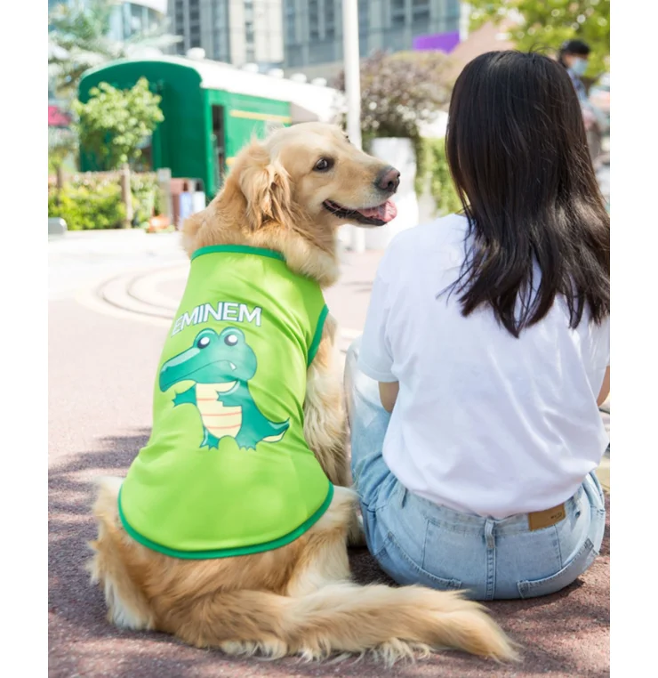 

Little Crocodile Printed Dog T-shirt Summer Thin Dog Shirt Labrador Golden Retriever Teddy Pet Printed Shirt