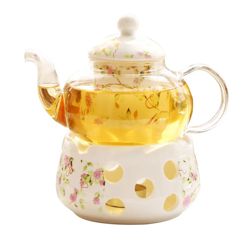 

High Quality Elegant Ceramic Porcelain Teapot Custom Tea Pot With Stand Warmer, White/customized