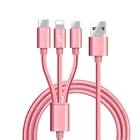 4ft 充電ケーブル 3 1 ナイロン編組同期と充電器のコードで雷 & マイクロ USB iphone 、 iPad/iPod とサムスン