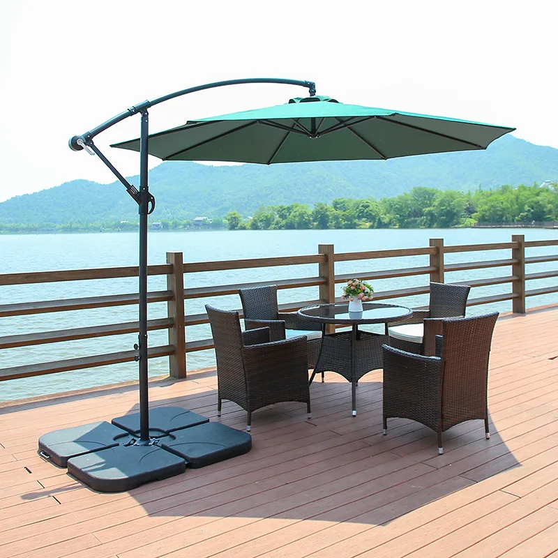 

10ft Offset Hanging Market Patio Umbrella w/Easy Tilt Adjustment, Polyester Shade, 8 Ribs for Backyard, Poolside, Lawn and Garde