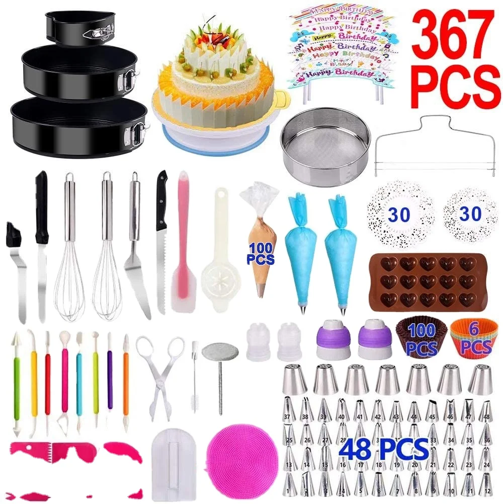 

Amazon hot sale 367 pcs cake decoration tool set baking pastry supplies tools