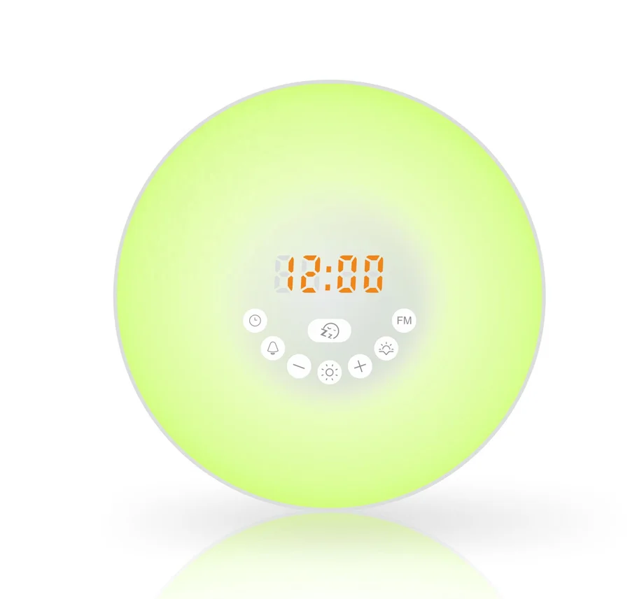 

Good quality wireless color charging smart speaker led alarm clock wake up light