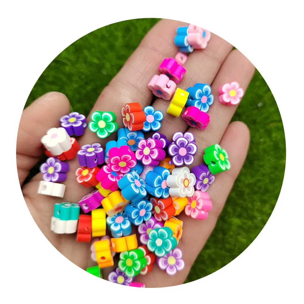 

10mm Polymer Clay Beads Flower Heart Spacer Smiley Beads for Jewelry Making DIY Handmade Bracelet Necklace Accessories