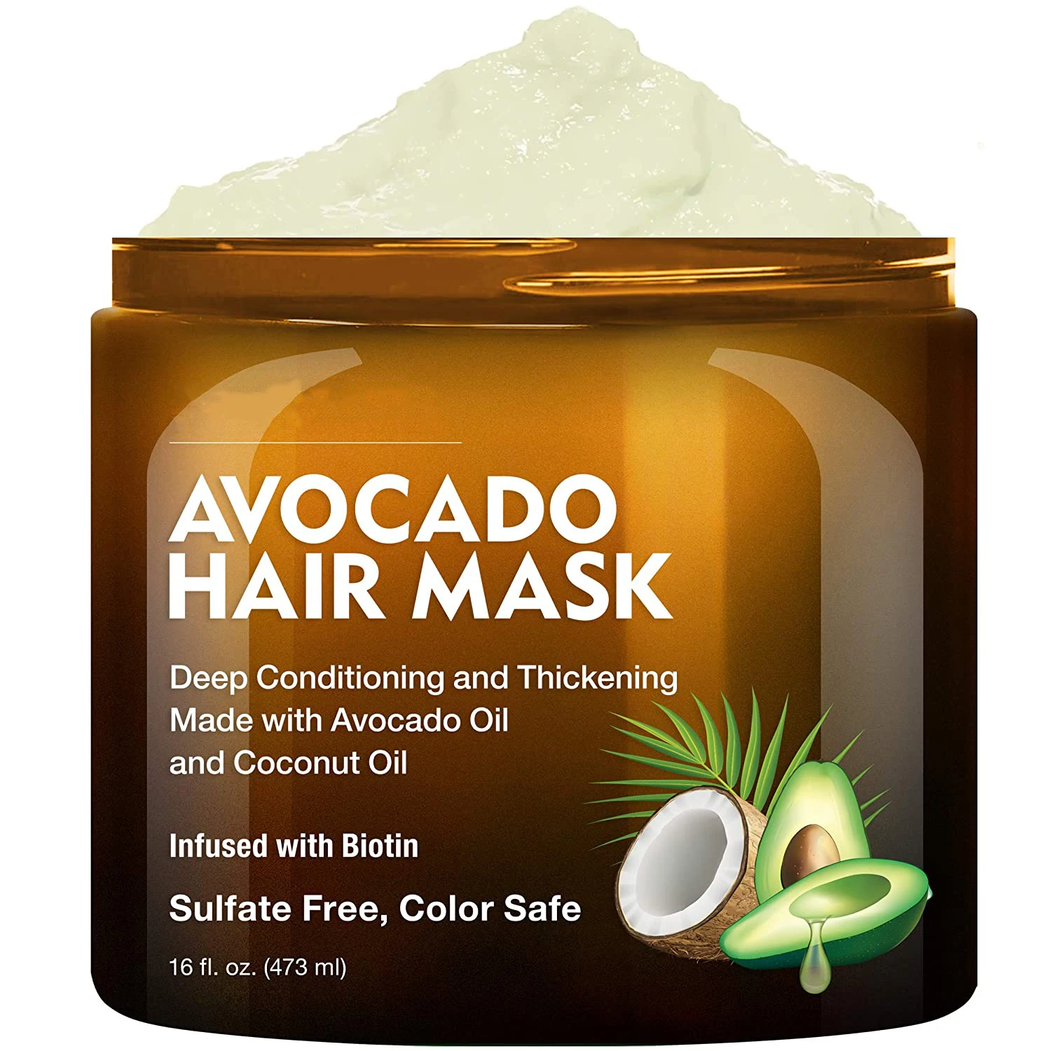 

Private Label Collagen Amino Acid Deep Damage Repaired Avocado Oil Hair Mask Smoothing Hair Care, Light green cream