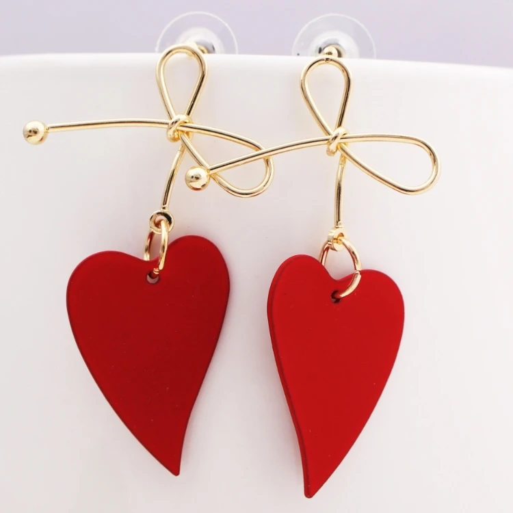 

Fashion Gold Color Heart Geometric Drop Earring for Women Brincos Vintage Red Green Yellow Earring 2021 Irregular Korean Jewelry, Red,green,yellow,blue