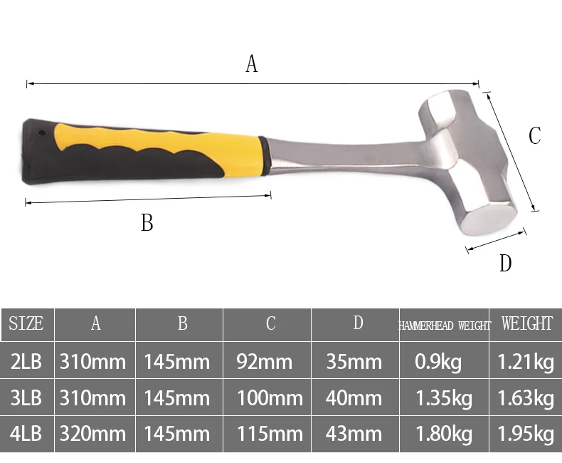 Building Construction 24lb Sledge Hammer Heavy Duty Onepiece