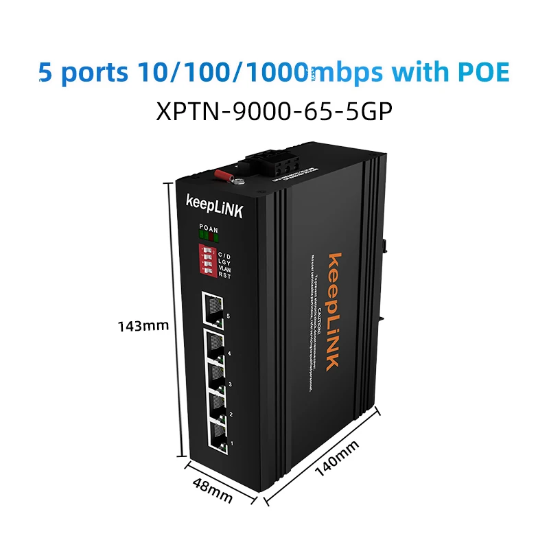 

Waterproof 5 ports industrial ethernet switch rj45 10/100/1000 ip40 din rail outdoor unmanaged gigabit poe ethernet switch