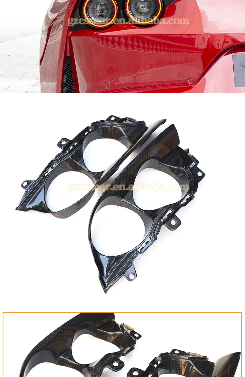Dry Carbon Fiber Car Replacement Accessories Rear Lights Covers For 812
