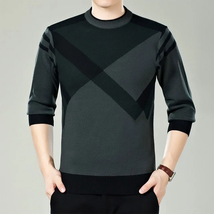 

Wholesale custom knitted O-neck pullover men casual sweater for winter, Customized color