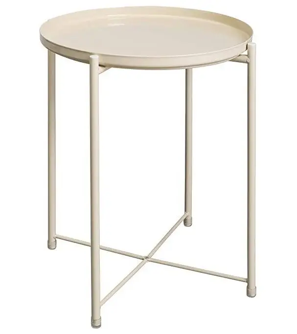 Steel Frame Small Round Tray Metal End Table Outdoor & Indoor Bedside