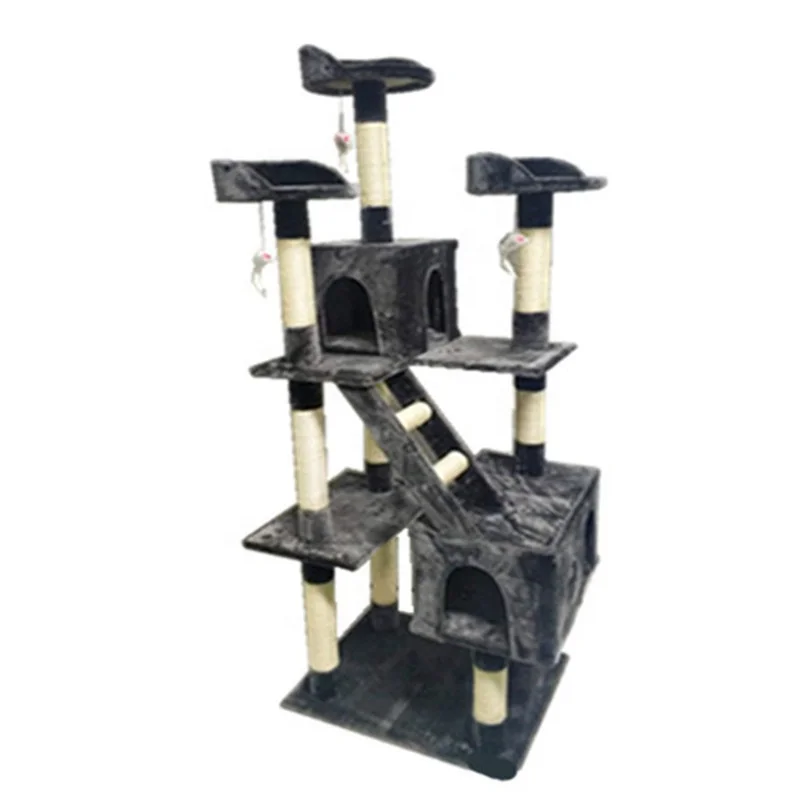 

Multi-Level Cat Condo Tower 71" with Hammock & Scratching Posts for Indoor Cats, Plum, black, brown, beige