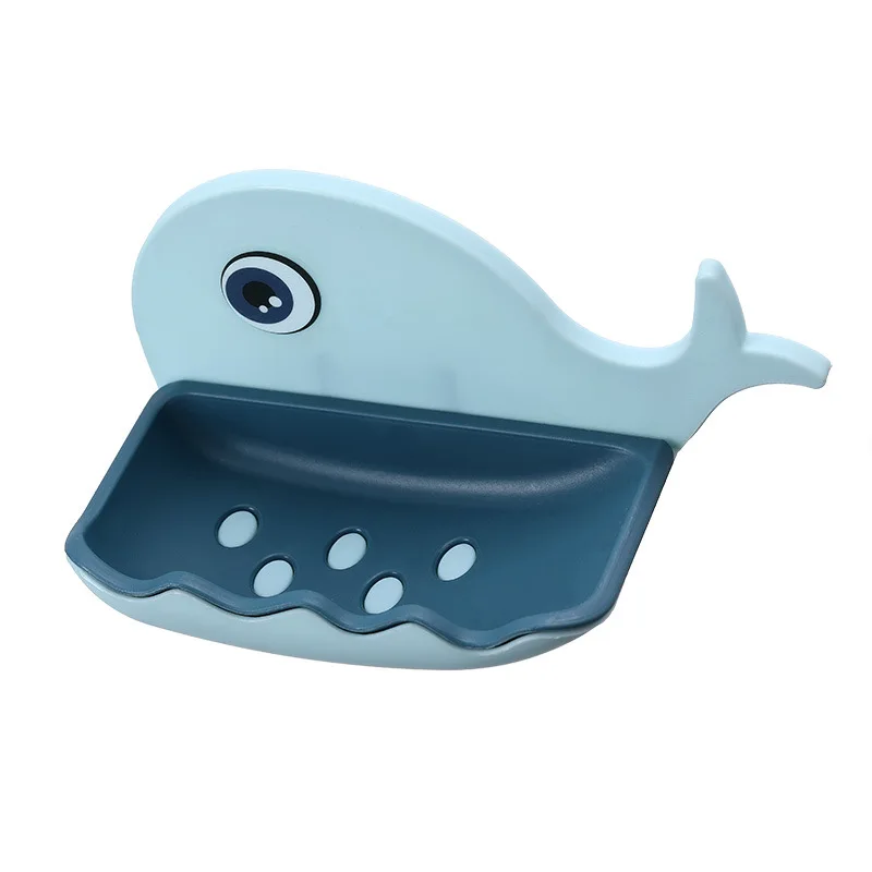 

Novelty Punch-free Two-color Creative Double-layer Enlarge Soap Box Plastic Whale Storage Drain Soap Holder, White/light blue/dark blue/pink