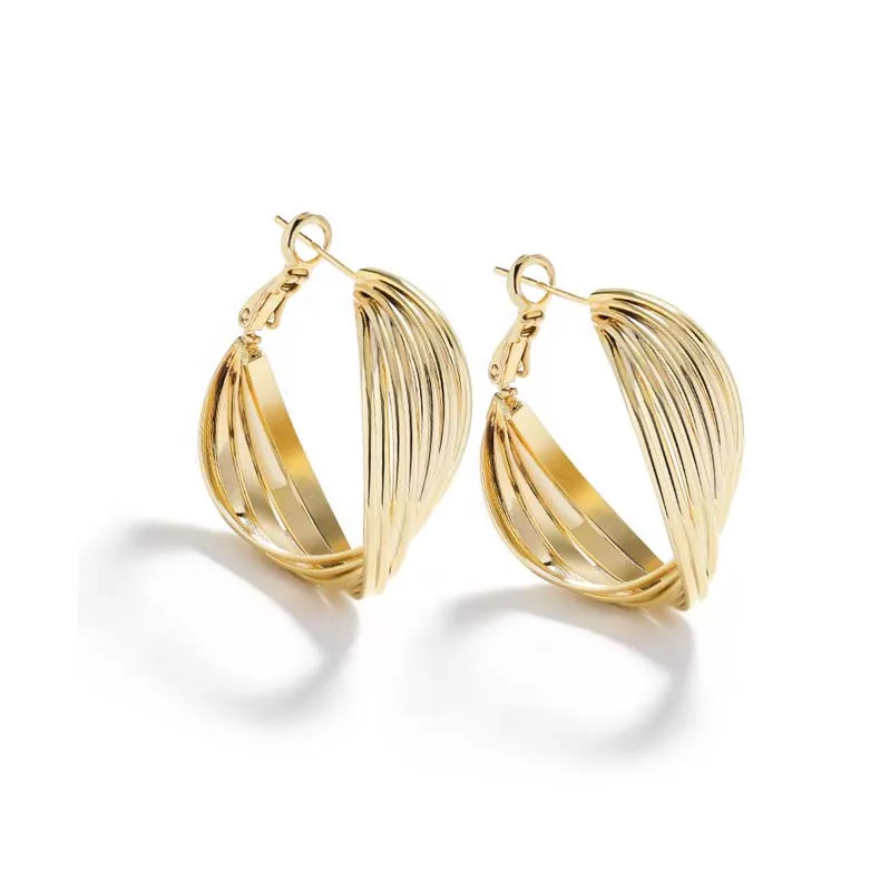 

2021 New Fashion Classics Brass Gold Plating Hoop Earrings, 18k gold plating