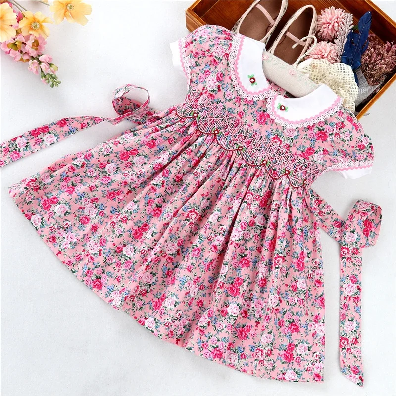 

C2010 summer kids clothing embroidery baby girls dresses smocked baby outfit cotton children clothes, Girls smock dress