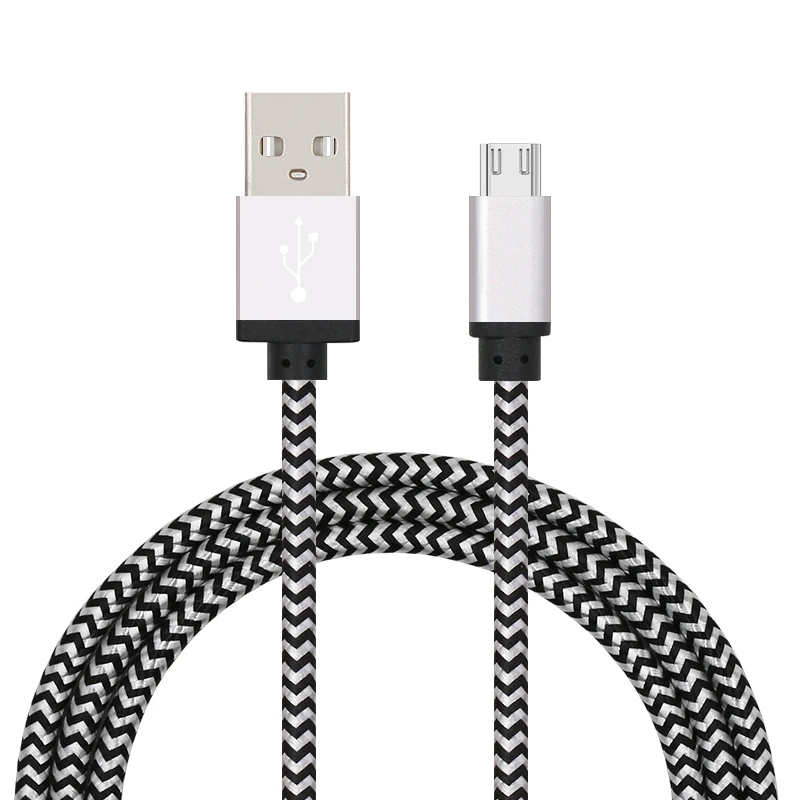 

Durable 3ft 1 Meter Nylon Braided Charger Micro USB Cable 2A Charger Android Fast Charging Cable With Polybag