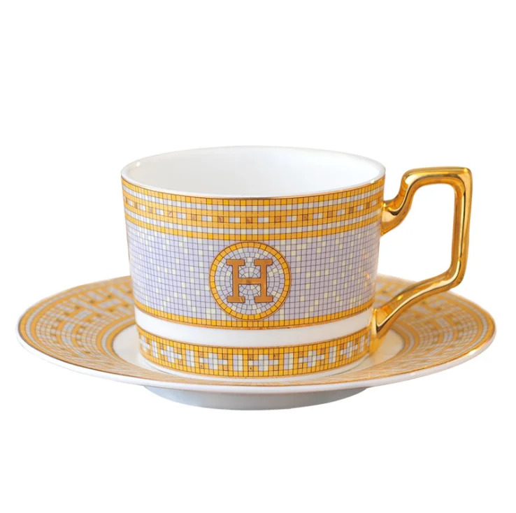 

Luxury gold design bone china cup saucer set ceramic 12 pcs tea coffee set, Gold rim