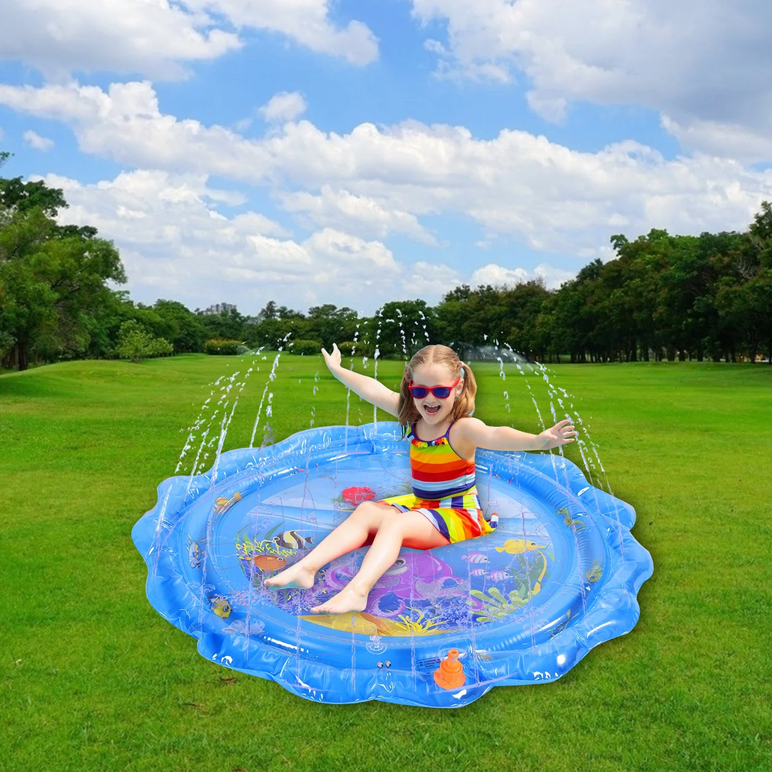 

Summer Water Toys 100cm Inflatable Splash Sprinkler Pad Splash Play Mat & Sprinkler new desgin In stock