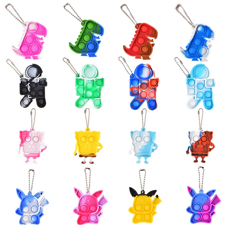 

2021 New Christmas Fidget Toy key chain Halloween Gift Push Silicone Bubble Autism Stress Sensory Relief mini bags chain