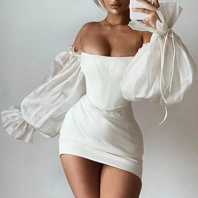 

2021 New Arrival Women Autumn winter Long Sleeve off shoulder dress women casual dresses