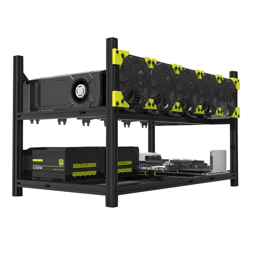 

factory chassis 6gpu aluminum stackable open air mining miner gpu rig case 6 gpu mining rig veddha mining frame for bitcoin