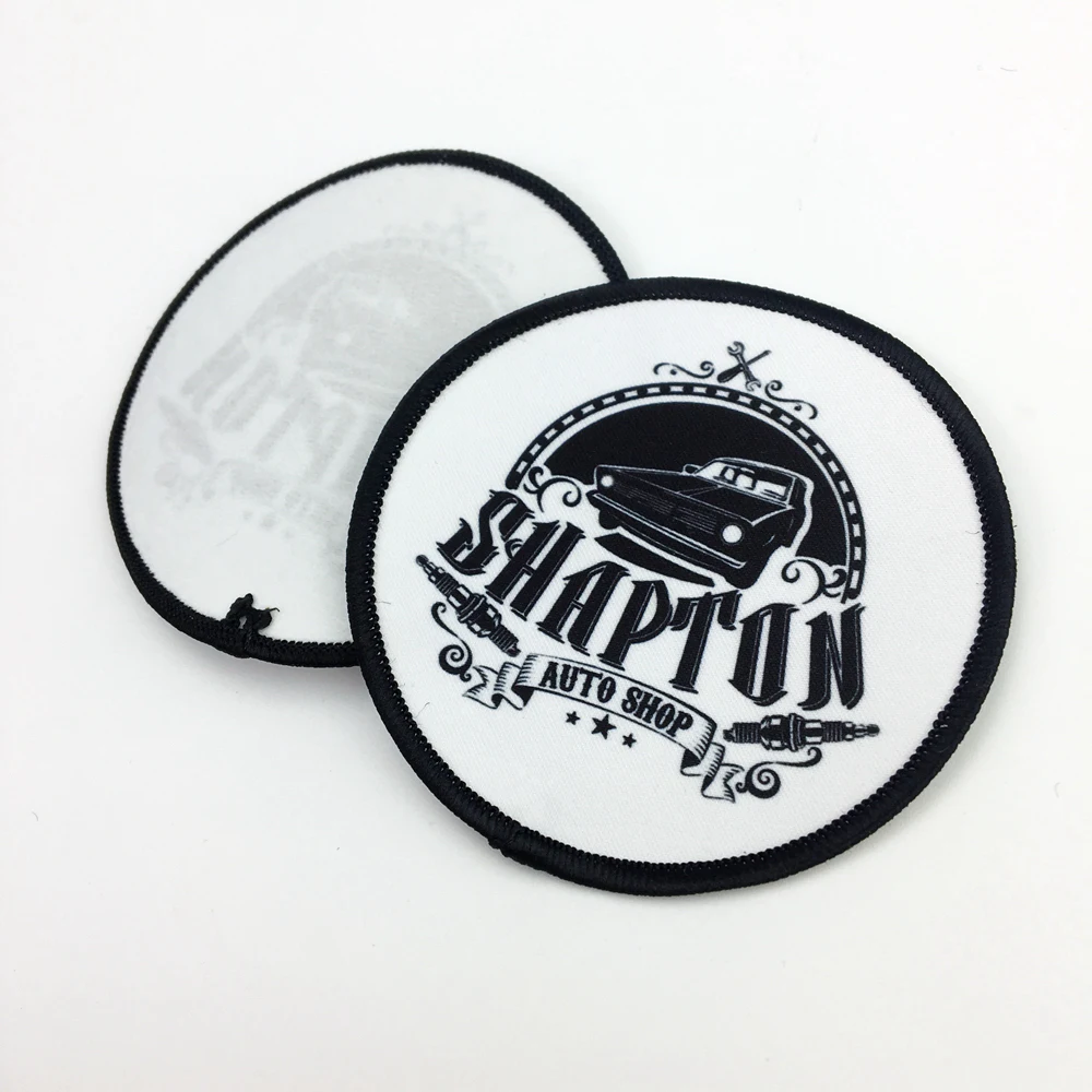 

China customized logo printed self-adhesive embroidered woven patches for clothes