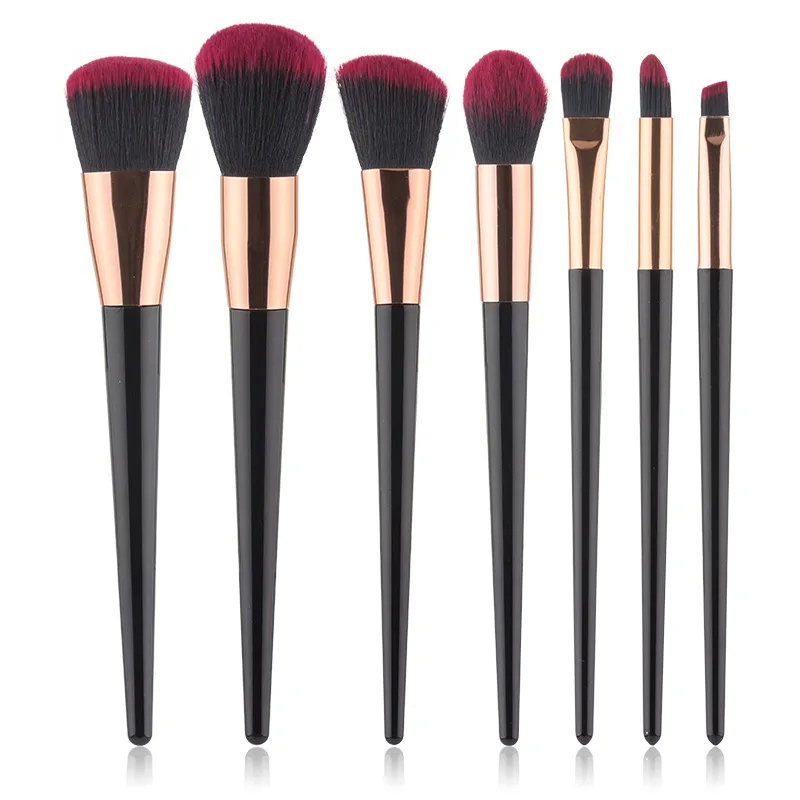 

7 pcs Gradient Color Electroplated Handle Makeup Brush Set, Customized color